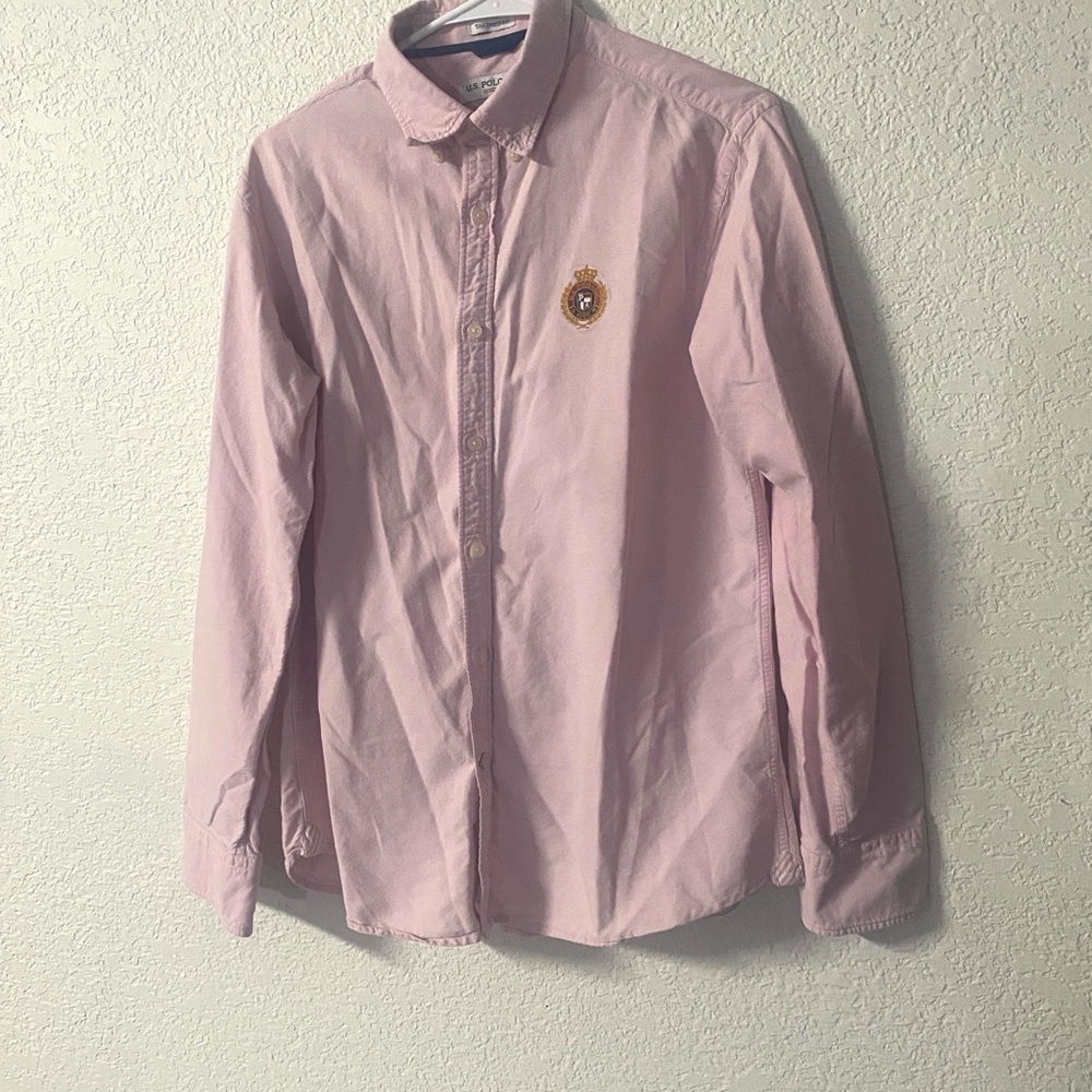 U.S. Polo Assn. Light Pink Button-Down Shirt Tailored fit with Embroidered Crest